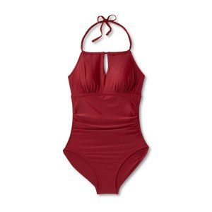 Women's Post Mastectomy Full Coverage One Piece Swimsuit Kona Sol Red Large